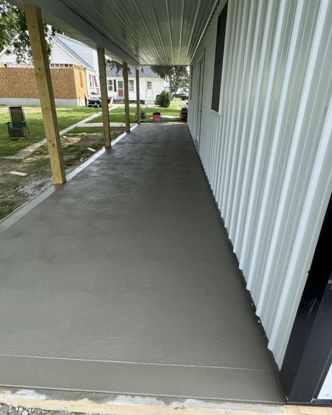 Finished concrete covered patio