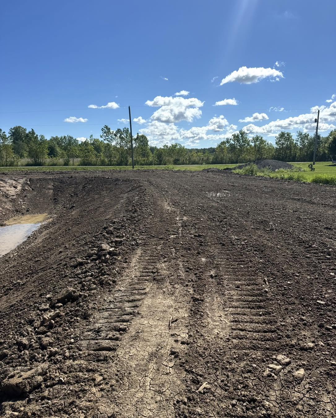 Pond site after finish grading
