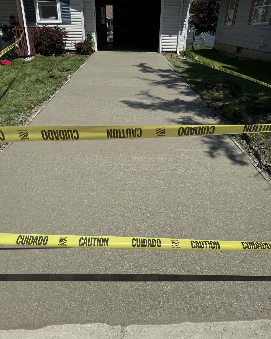 New concrete garage approach poured and finished