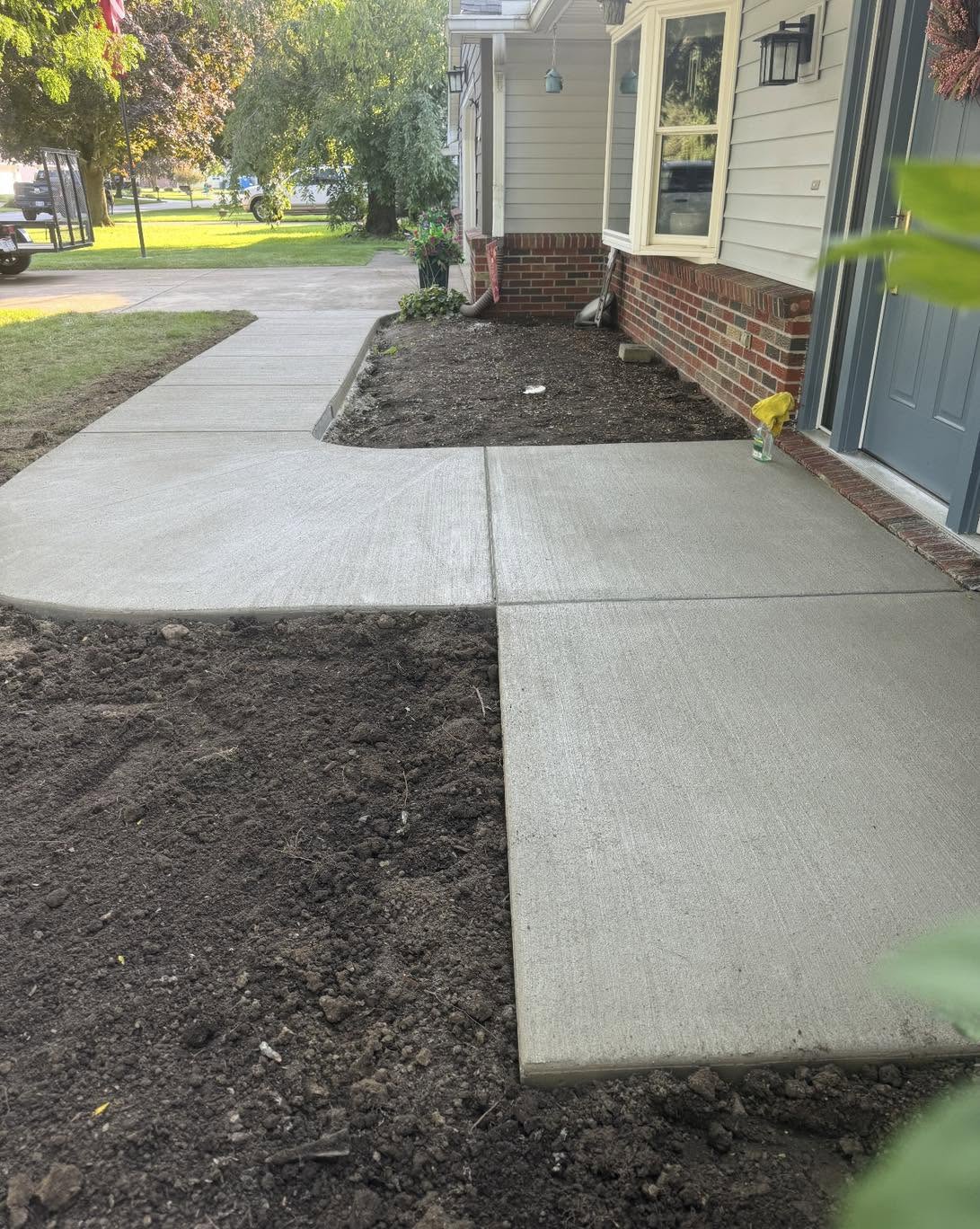 Completed concrete entry and walkway
